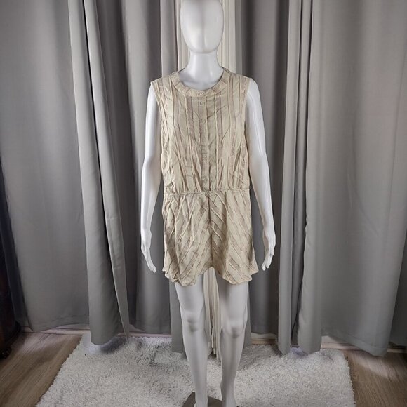 Lane Bryant Tops - Lane Bryant Womens Cotton Blend Cream Pink Stripe Sleeveless Button Up Top Sz 16